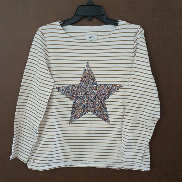 Joules Women's Striped Sequence Star Beachy Boho Sailor Cotton Top - Picture 1 of 13